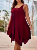 Plus Size Loose Solid Color Sling Casual Dress GAWE-TB5960