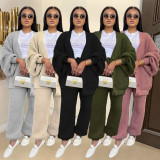 Loose V Neck Sweater Two Piece Pants Set NY-MY109