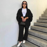Loose V Neck Sweater Two Piece Pants Set NY-MY109