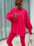 Solid Color Long Sleeve Sweatshirt Pants Suit GLXF-M60040