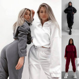 Loose Zipper Sweatshirt Two Piece Pant Set GLXF-M5972