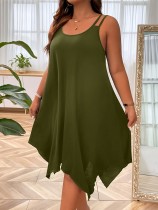 Plus Size Loose Solid Color Sling Casual Dress GAWE-TB5960
