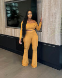 One Shoulder Long Sleeve Wide Leg Pant Suit HNIF-M3246