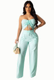 Solid Color Wrap Chest Loose Two Piece Pants Set XHXF-8593