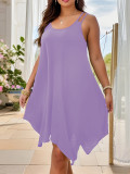 Plus Size Loose Solid Color Sling Casual Dress GAWE-TB5960