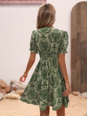 Bohemia Print Short Sleeve Mini Dress GFJF-LT-88242