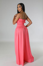 Solid Color Wrap Chest Pants Loose Casual Suit XHXF-8674