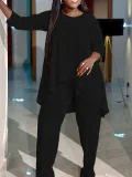 Plus Size Solid Color Irregular Tops Pants Suit GAWE-TB5821