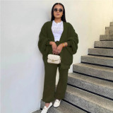 Loose V Neck Sweater Two Piece Pants Set NY-MY109