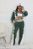 Contrast Color Zipper Two Piece Pants Set HNIF-M3066