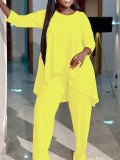 Plus Size Solid Color Irregular Tops Pants Suit GAWE-TB5821