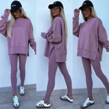 Solid Color Long Sleeve Sweatshirt Pants Suit GLXF-M60040