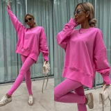 Solid Color Long Sleeve Sweatshirt Pants Suit GLXF-M60040