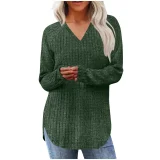 Loose V Neck Long Sleeve T Shirts GYZY-6685
