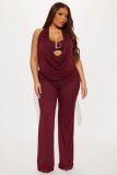 Halterneck Deep V Neck Jumpsuit GXIY-K25L1192