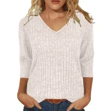 Long Sleeve V Neck T Shirt GYZY-6683