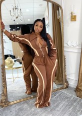 Color Block Loose Sport Two Piece Pants Set GFDY-1361