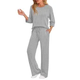 Long Sleeve Solid Color Two Piece Pants Set GYZY-6681
