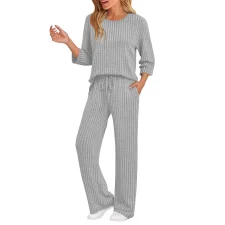 Long Sleeve Solid Color Two Piece Pants Set GYZY-6681