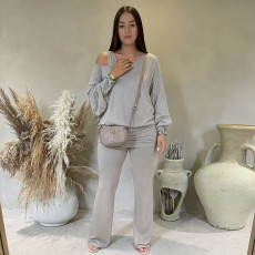 Lantern-Sleeve Flare Pants 2 Piece Set MXBF-Q25ST314