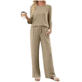 Solid Color Long Sleeve Two Piece Pants Set GYZY-6686