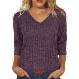 Long Sleeve V Neck T Shirt GYZY-6683