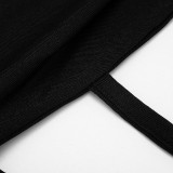 Deep V Neck Tie Up Halterneck Jumpsuit MXBF-J25JP251