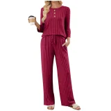 Solid Color Long Sleeve Two Piece Pants Set GYZY-6686