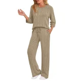 Long Sleeve Solid Color Two Piece Pants Set GYZY-6681