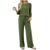 Solid Color Long Sleeve Two Piece Pants Set GYZY-6686