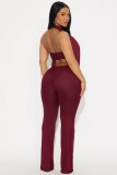 Halterneck Deep V Neck Jumpsuit GXIY-K25L1192