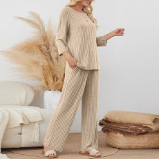 Solid Color Long Sleeve Two Piece Pants Set GYZY-6686