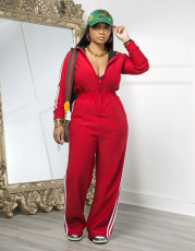 Sport Contrast Color Long Sleeve Pants Suit GFDY-1372