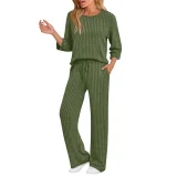 Long Sleeve Solid Color Two Piece Pants Set GYZY-6681