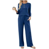 Solid Color Long Sleeve Two Piece Pants Set GYZY-6686