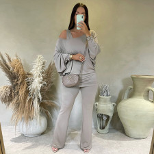Lantern-Sleeve Flare Pants 2 Piece Set MXBF-Q25ST314
