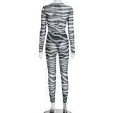 Hollow Out Patchwork Bodysuit Two Piece Pants Set MXBF-J25ST306