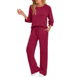 Long Sleeve Solid Color Two Piece Pants Set GYZY-6681