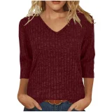 Long Sleeve V Neck T Shirt GYZY-6683