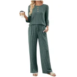 Solid Color Long Sleeve Two Piece Pants Set GYZY-6686