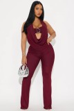 Halterneck Deep V Neck Jumpsuit GXIY-K25L1192