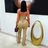 Gross Halterneck Denim Bandage Jumpsuit YRST-T182