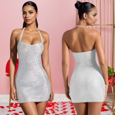 Hot Drill Halterneck Mini Dress GFYX-7179