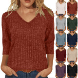 Long Sleeve V Neck T Shirt GYZY-6683