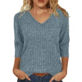 Long Sleeve V Neck T Shirt GYZY-6683