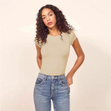 Solid Color Short Sleeve Bodysuit GZJF-ZJ2217