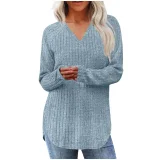 Loose V Neck Long Sleeve T Shirts GYZY-6685