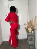 Color Block Zipper Loose Two Piece Pants Set GFDY-1364
