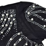 Solid Color Mesh Hot Drill Jumpsuit  GFYX-6912