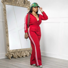 Sport Contrast Color Long Sleeve Pants Suit GFDY-1372